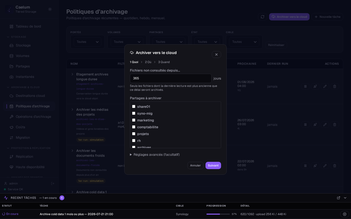 Assistant « Archiver vers le cloud »